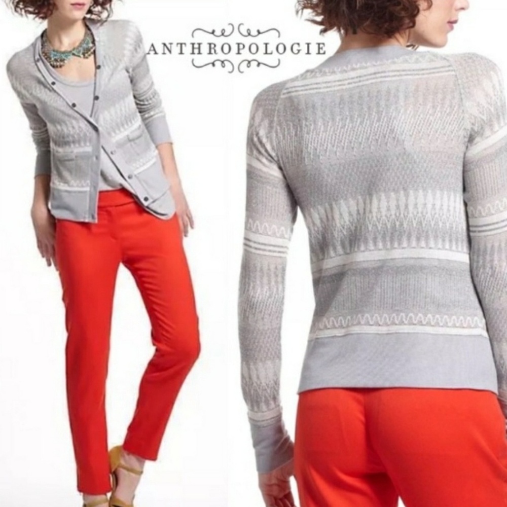 Postmark | Gray Sparkly Aztec Patterned Cardigan - image 1